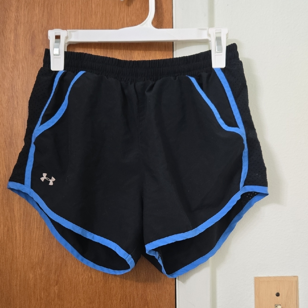 Under Armour Black Athletic Shorts with Blue Trim